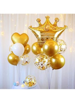 Party 8-piece set for 3st birthday party anniversary decoration party supplies includes gold number 3 balloon, large gold crown foil balloon set, 12-inch sequin balloon, 12-inch gold balloon  - Image 4