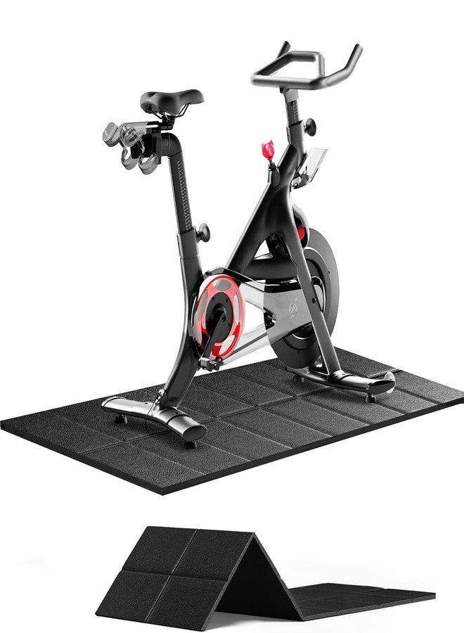 Exercise Bike Treadmill Mat 63x30,Compatible with Peloton, 1/4" Thick Indoor Bike Trainer Mat for Hardwood Floors, for Spin Stationary Bike, Equipment Stability Mat for Workout, Noise Shock Absorption