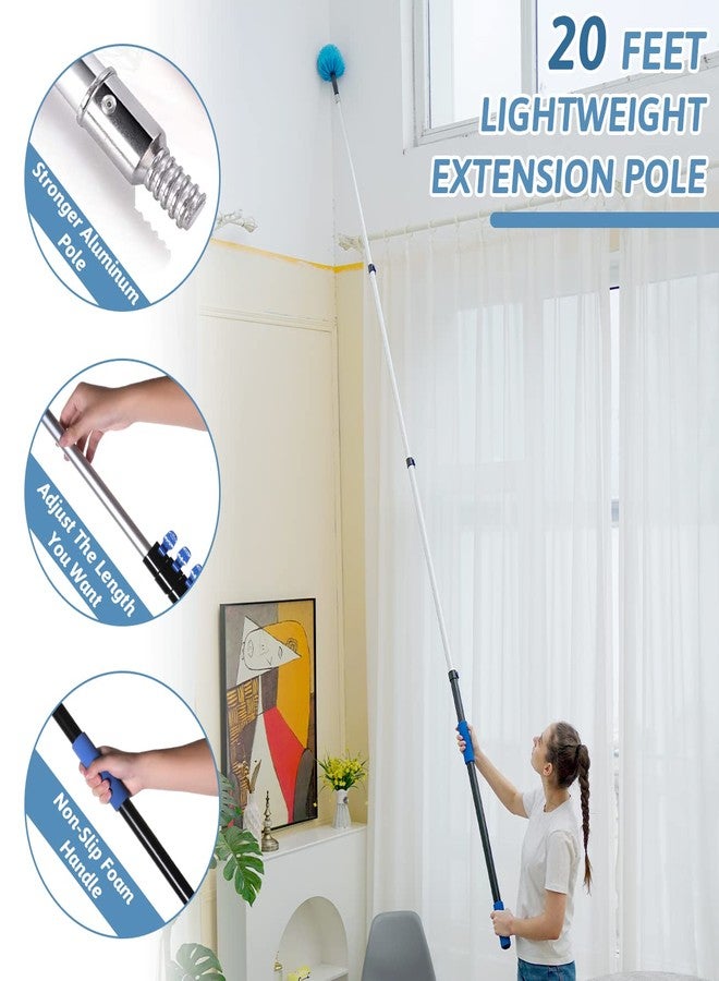 MAYKI 20 Foot Cobweb Duster with Extension Pole 2 PCS, Webster Cobweb Duster for High Ceilings/Corners, Spider Web Brush with Pole for Outdoor & Indoor Web Cleaning, Outdoor Cobweb Brush Kit by MAYKI - Image 2