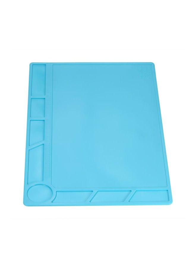 NIBEMINENT Silicone Heat Insulation Soldering Mat With Ruler Screw Notches Blue 34x23cm - Image 2