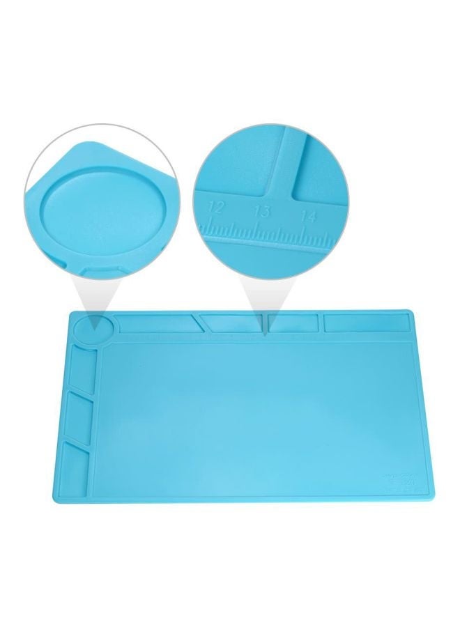 NIBEMINENT Silicone Heat Insulation Soldering Mat With Ruler Screw Notches Blue 34x23cm - Image 5