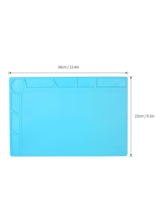 NIBEMINENT Silicone Heat Insulation Soldering Mat With Ruler Screw Notches Blue 34x23cm - Image 4