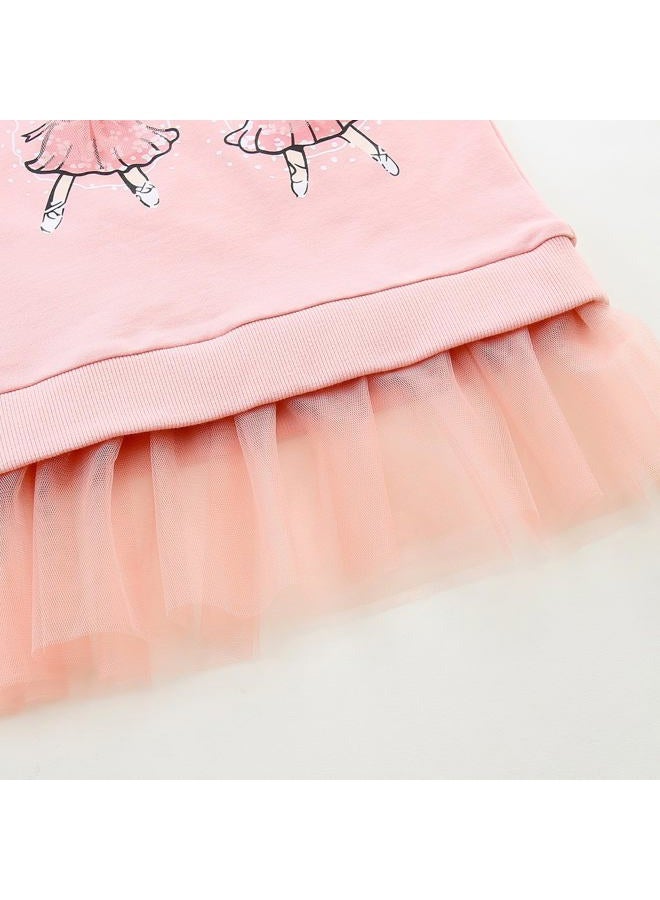 Bumeex 100% Cotton Toddler Girl's Cute Cartoon Long Sleeve Sweatshirt Clothes Clothing Outfits 2-7Y, A07#ballerina Mouse, 7 years - Image 4