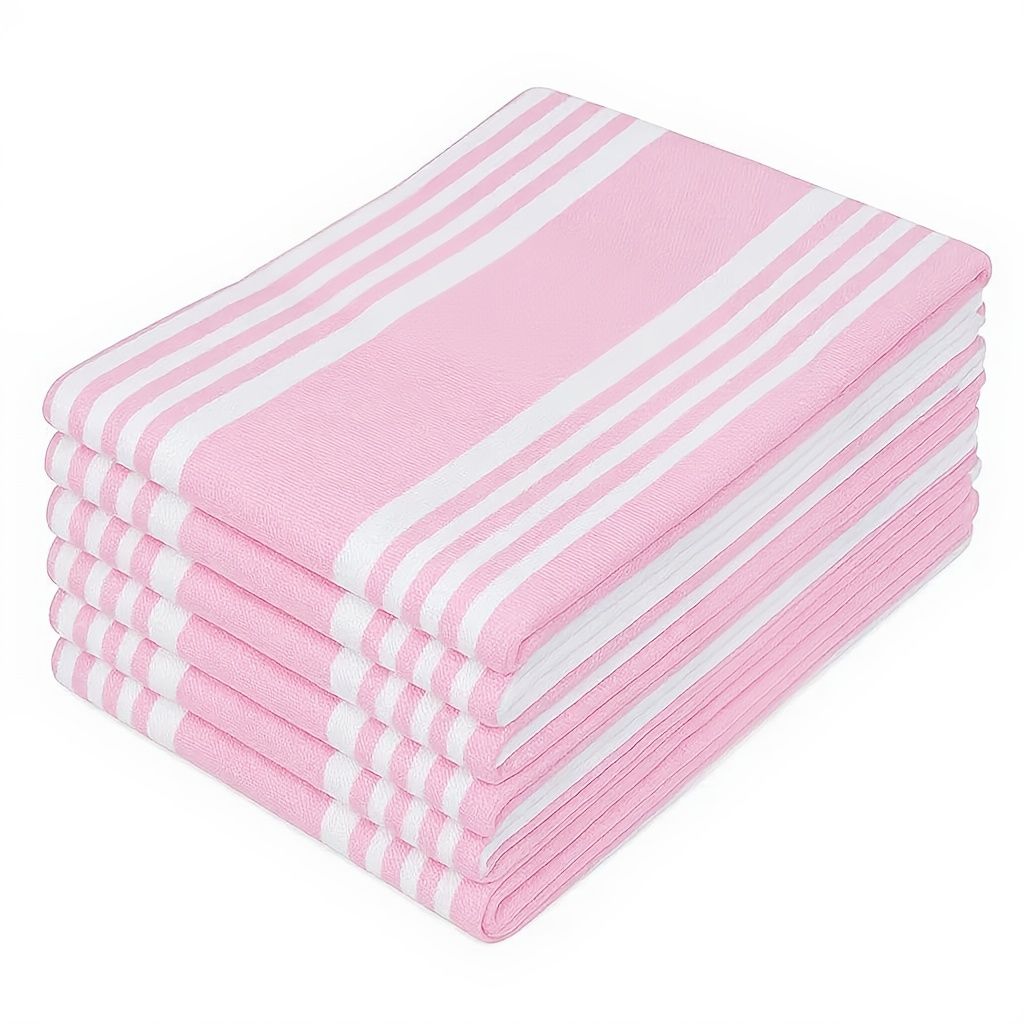 100% Cotton Kitchen Towels Pink 6pcs Super Absorbent Quick Dry Ultra Soft Premium Hand Towels Dishcloth Cleaning Cloth Suitable For Bars Restaurants Modern Style Rectangular Kitchen Supplies