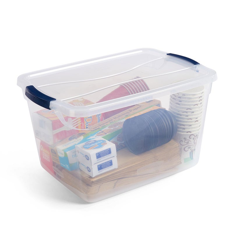 Rubbermaid روبرميد كليفرستور كلير 32 كيوتي، 6 عبوة صناديق تخزين بلاستيكية قابلة للتكديس مع أغطية، رائعة لتخزين الخزانة والغسيل، تنظيم في المنزل - Image 4