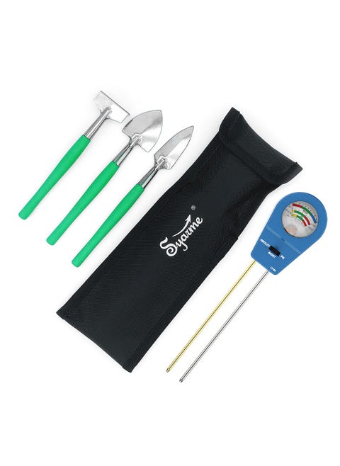 Soil Tester, Plant Moisture Meter for Testing Soil Fertility, Moisture, PH, for Garden, Farm, Lawn, Potted Plants, etc., with 3 Mini Garden Tools and Storage Bag - Blue