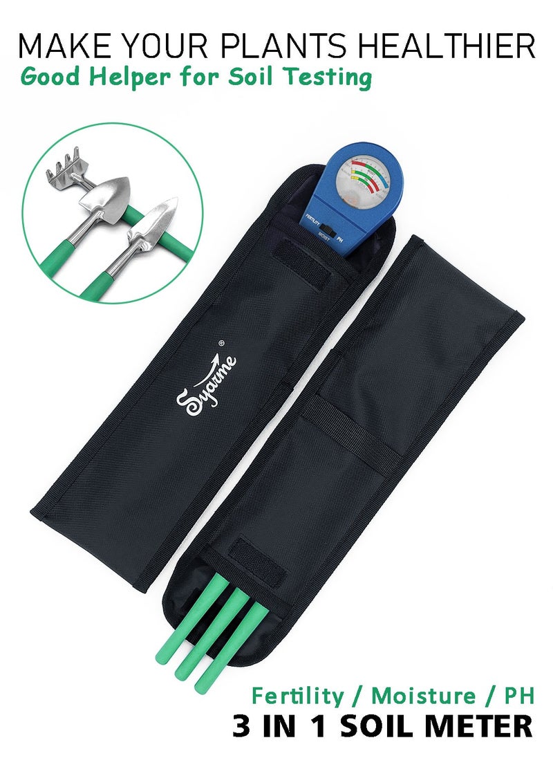 Syarme - Soil Tester, Plant Moisture Meter for Testing Soil Fertility, Moisture, PH, for Garden, Farm, Lawn, Potted Plants, etc., with 3 Mini Garden Tools and Storage Bag - Blue - Image 1