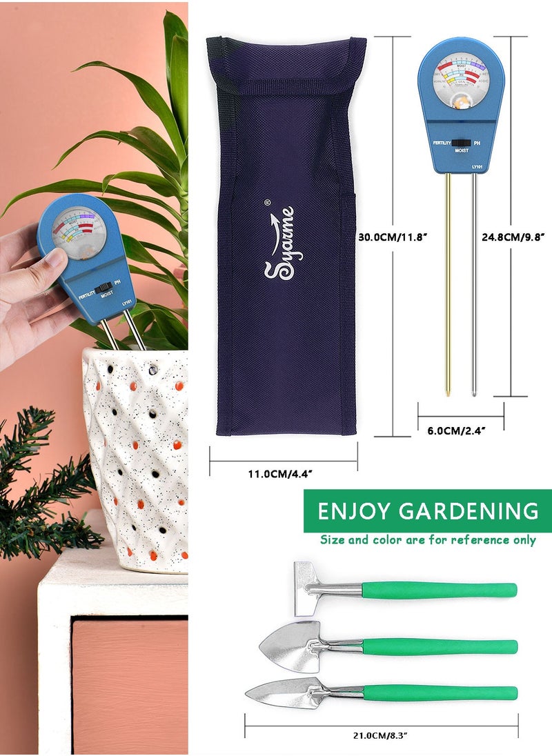 Syarme - Soil Tester, Plant Moisture Meter for Testing Soil Fertility, Moisture, PH, for Garden, Farm, Lawn, Potted Plants, etc., with 3 Mini Garden Tools and Storage Bag - Blue - Image 1