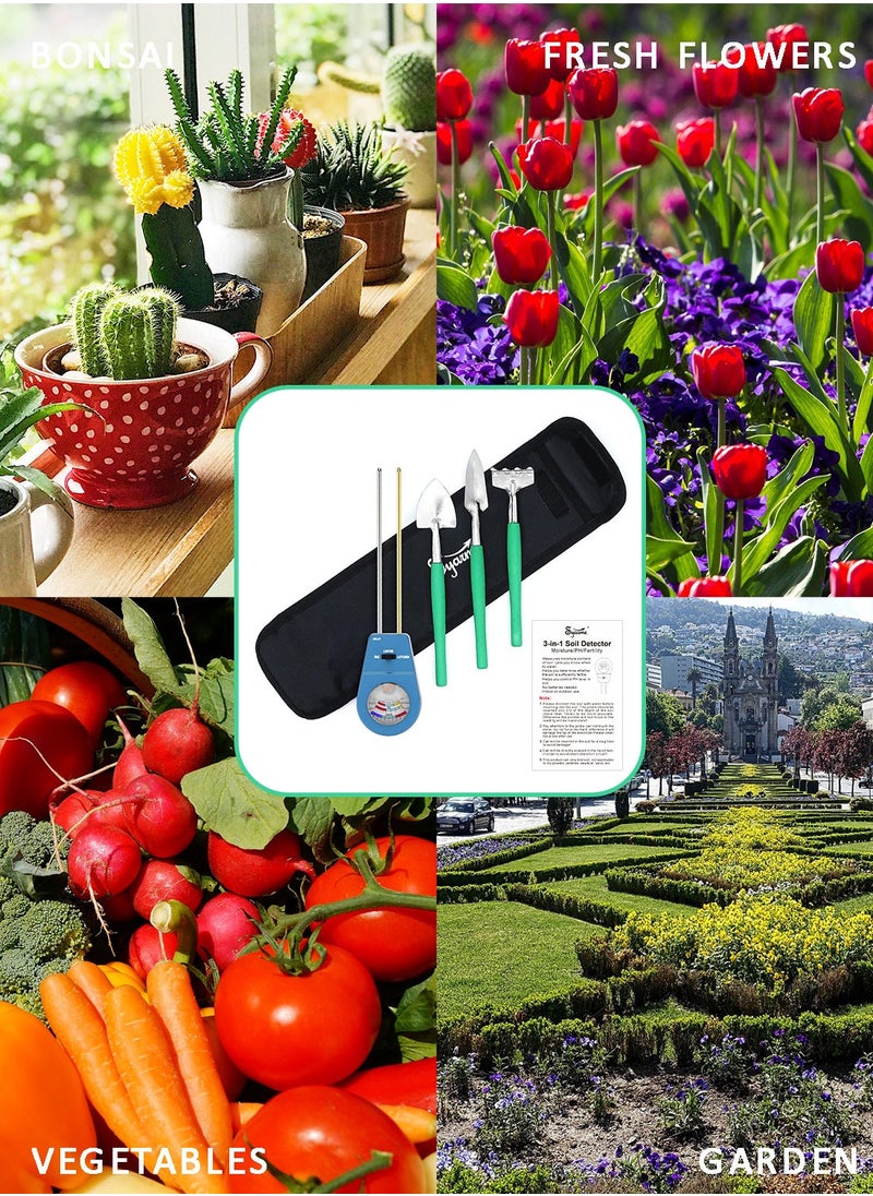 Syarme - Soil Tester, Plant Moisture Meter for Testing Soil Fertility, Moisture, PH, for Garden, Farm, Lawn, Potted Plants, etc., with 3 Mini Garden Tools and Storage Bag - Blue - Image 1