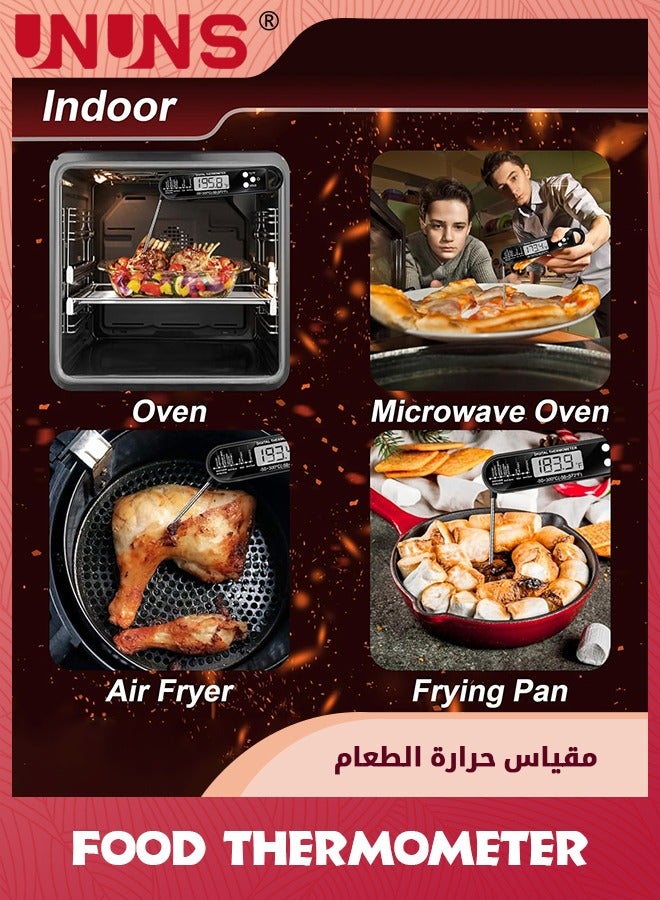 يو إن يو إن أس ميزان حرارة رقمي للطعام مع مسبار، ميزان حرارة الطعام للشوي والطهي، مقياس حرارة شواء مقاوم للماء مع معايرة خلفية مغناطيسية للخبز والسوائل وهواء الحلوى - Image 2