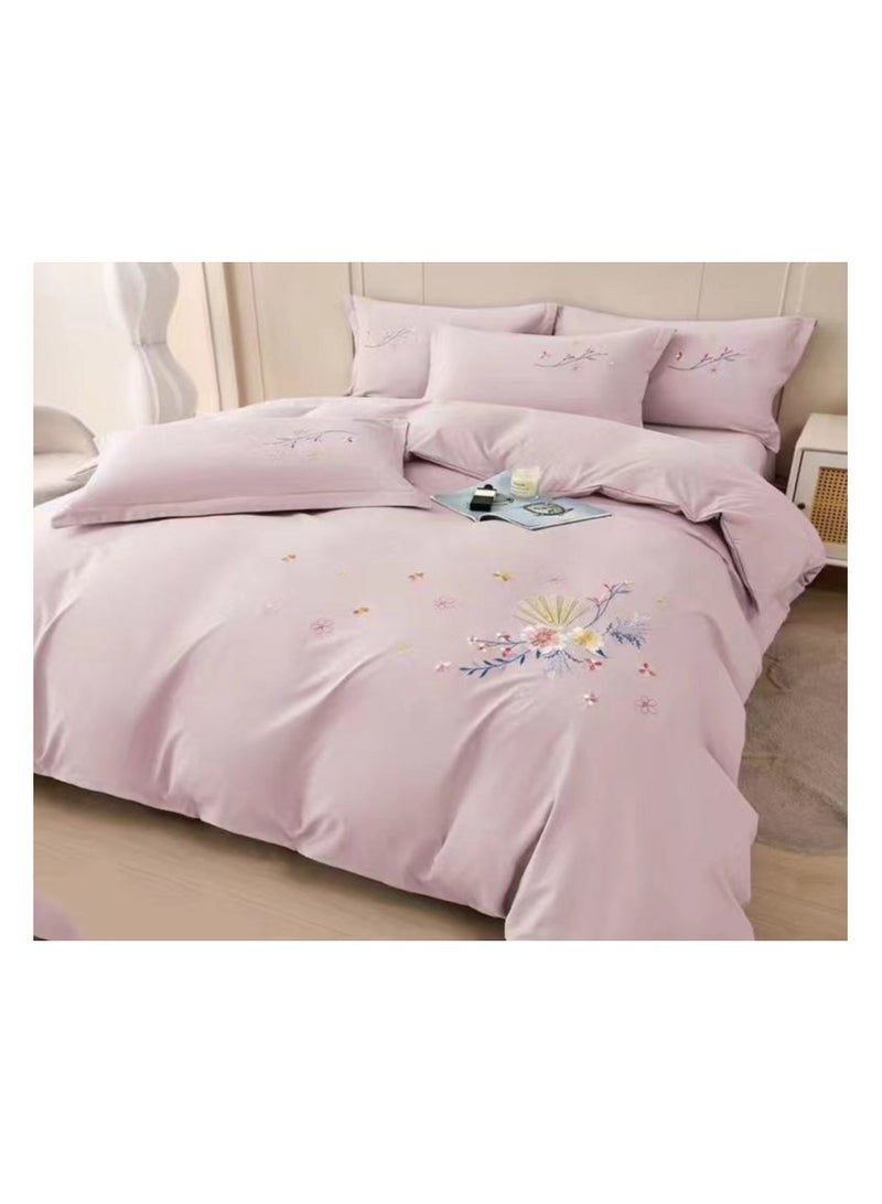 Comfy COMFY 6 PC COTTON KING SIZE SOFT & COMFORTABLE PREMIUM EMBROIDERED COMFORTER SET LIGHT PINK 