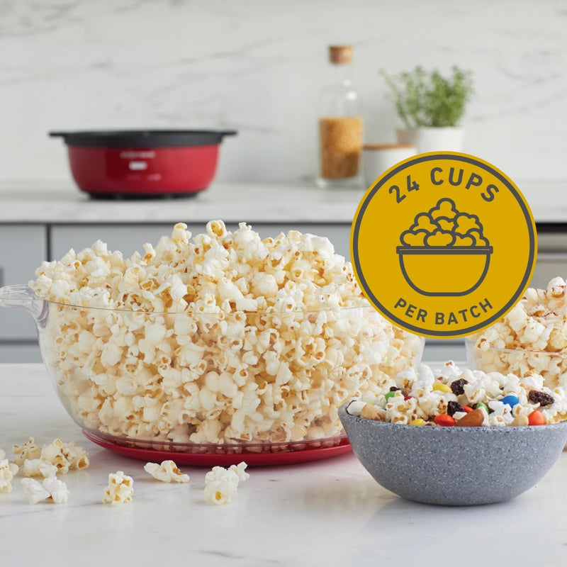 West Bend Stir Crazy Hot Oil Popcorn Popper, Popcorn Maker Machine with Large Serving Bowl Lid and Stirring Rod, 6-Qt., Red - Image 3