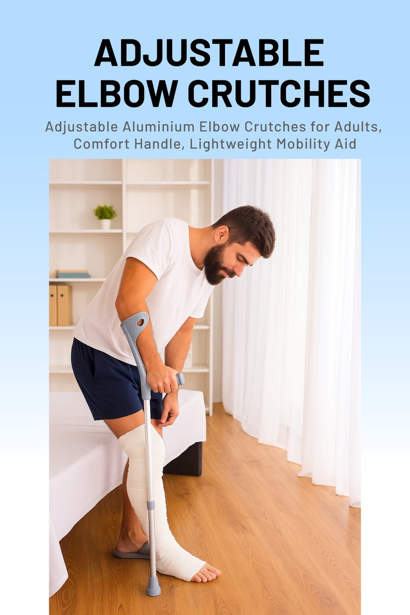 ايد بلس عكازات كوع من الألومنيوم قابلة للتعديل للبالغين، بمقبض مريح، ومساعد حركة خفيف الوزن - Image 4