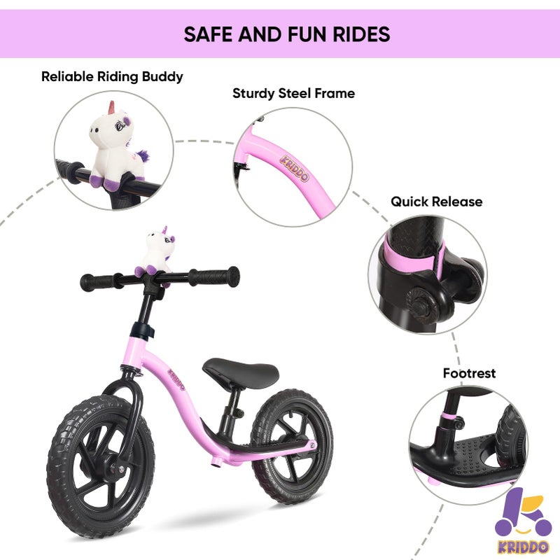 KRIDDO Toddler Balance Bike 2 Year Old, Age 24 Months to 5 Years Old, Early Learning Interactive Push Bicycle with Steady Balancing, Gift Bike for 2-5 Boys Girls, Purple - Image 4
