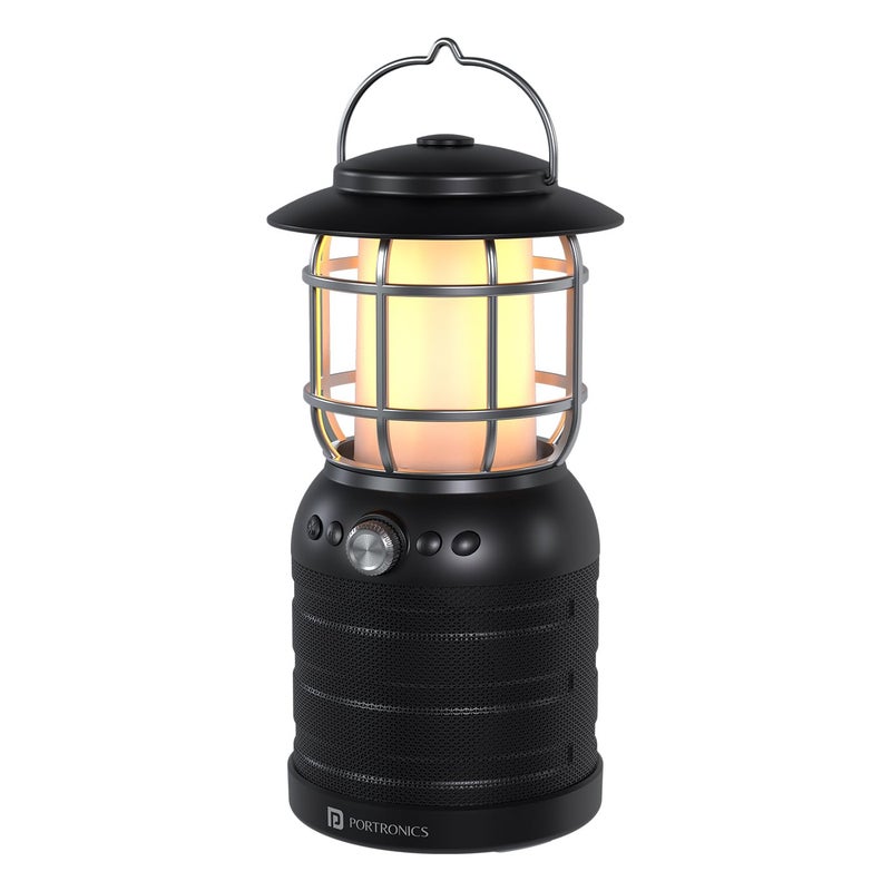 Portronics مكبر صوت بلوتوث بورترونيكس إيلومي II 16 واط مع مصباح LED حتى 5 ساعات من وقت التشغيل وضع مصباح فانوس LED 2 بلوتوث V53 منفذ USB مقبض مدمج مقاوم للماء شحن سريع من نوع C أسود - Image 1