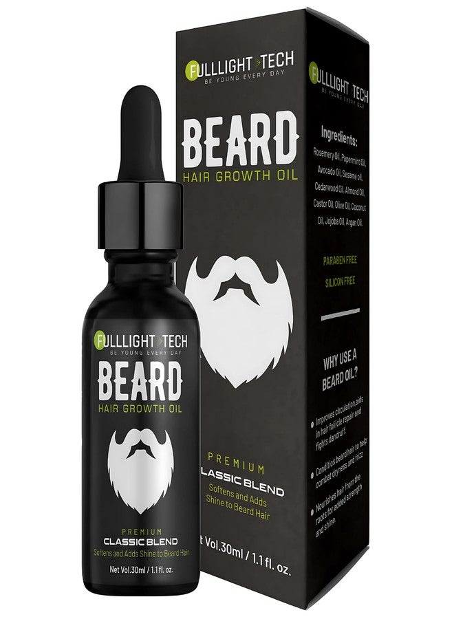 Fulllight Tech Beard Growth Oil for Men Fast Growth 30ml | Best Beard & Mustache Growth Oil | Patchy Beard Fix, Beard Conditioner, Moisturizer & Grooming Care for Soft, Healthy Beard - Image 1