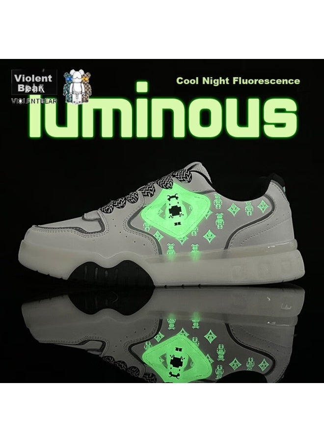Violentbear Men's Shoes, Autumn Sneakers, Casual Sports Shoes, Versatile Luminous Luxury Women's Shoes, Couple Skateboard Shoes, 807yf White And Black, Size 43