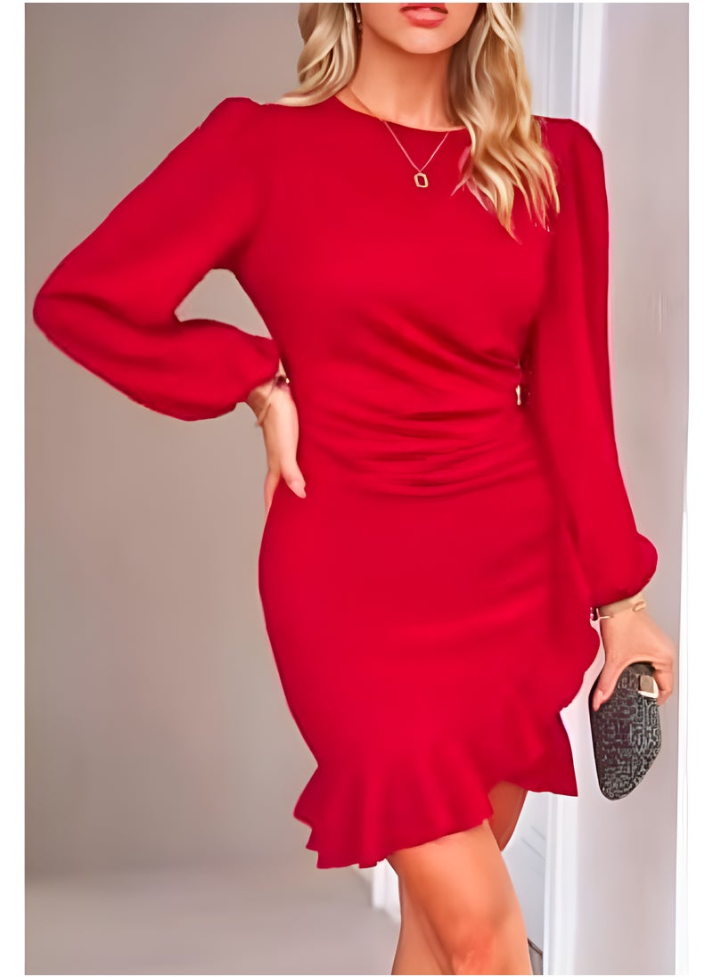 trendyol Red Flywheel Detail Knitted Short Dress Tpraw25El00185 