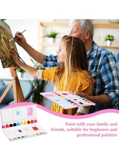 Y&D Watercolor Paint Palette Folding Painting Tray 12 Pcs with 20 Wells 5 Mixing Areas Plastic Thumbhole and Brush Case Portable White for Travel  - Image 5