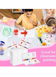 Y&D Watercolor Paint Palette Folding Painting Tray 12 Pcs with 20 Wells 5 Mixing Areas Plastic Thumbhole and Brush Case Portable White for Travel  - Image 3
