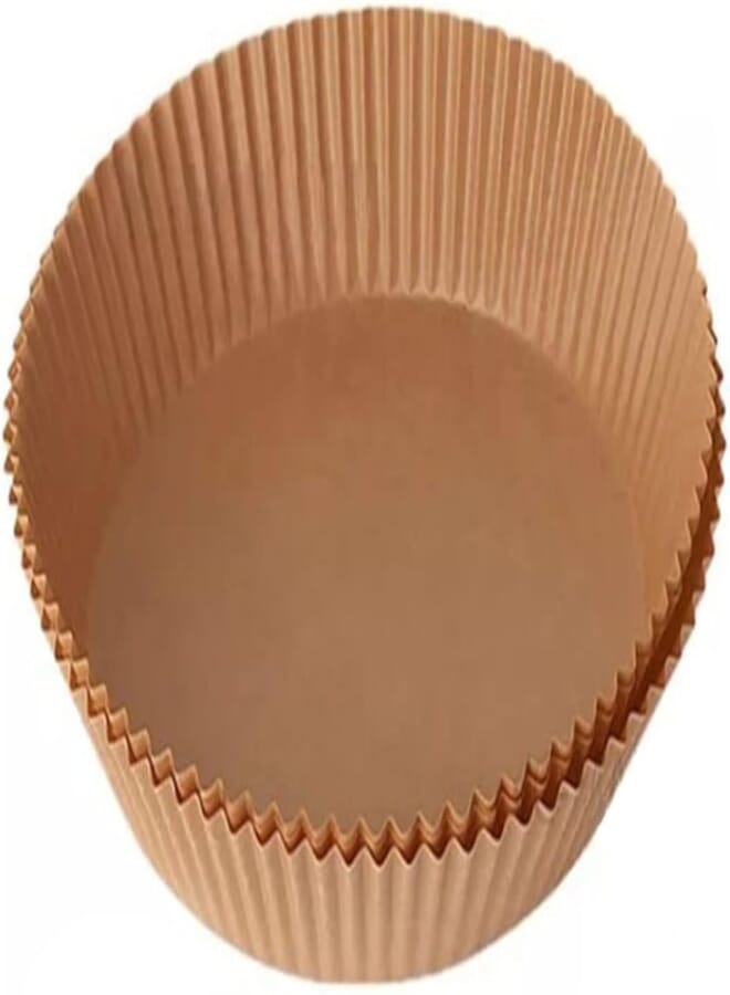 Air Fryer Paper, 100PCS Air Fryer Liner, Non Stick Air Fryer Disposable Paper Liner, Round Food Grade Baking Paper Oven Roasting Microwave Nature, 6.3inch/16cm, Brown