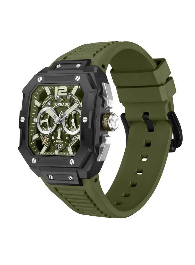 تورنيدو Men's FKM strap Multi Function Watch T26101-BFHH - 44mm mm