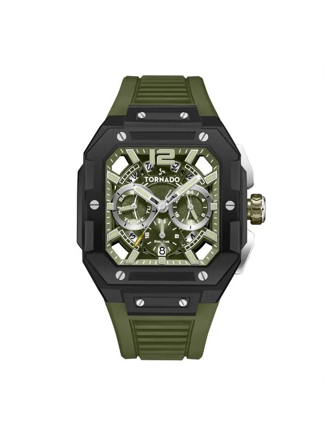 تورنيدو Men's FKM strap Multi Function Watch T26101-BFHH - 44mm mm