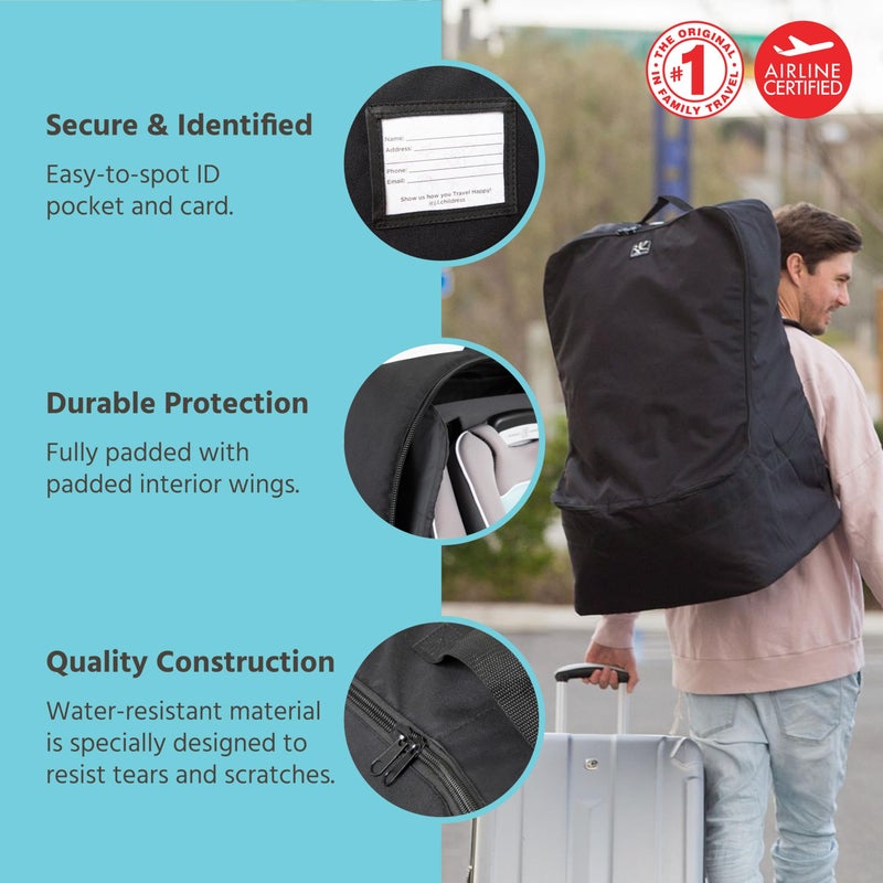 J.L. Childress Padded Backpack Car Seat Bag - Travel Bag for Airplane, Fits Most Baby & Infant Car Seats, Boosters, & Carriers, Airport Accessories for Gate Check or Baggage Check - Ultimate, Black - Image 3