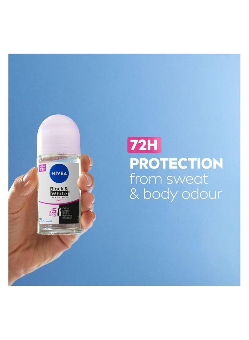 Nivea Black And White Invisible Original Antiperspirant For Women Roll-On 50ml - Image 2