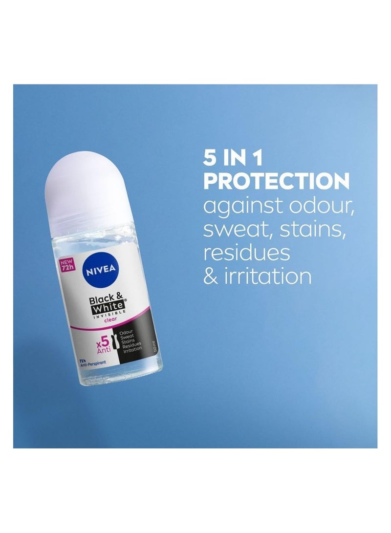 Nivea Black And White Invisible Original Antiperspirant For Women Roll-On 50ml - Image 3