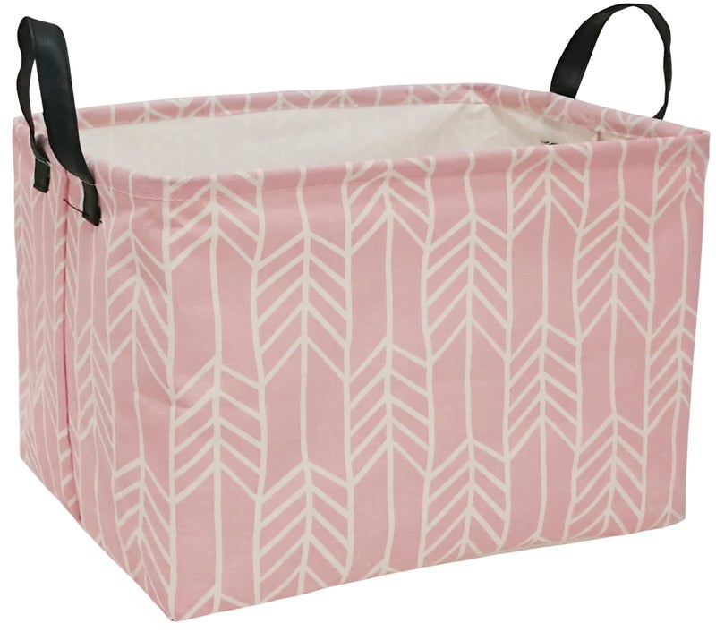 PVAIVUSTO Rec Pink Box Hamper Storage Basket Collapsible Organizer Bin Gift Shelf Baskets for Home and Kitchen Storage