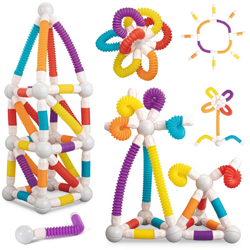 LONEEDY 48PCS Retractable Magnetic Sticks Building Toy SetFlexible Magnetic Rods  BallsEducational Building Blocks for 3Kids 48PCS - Image 3