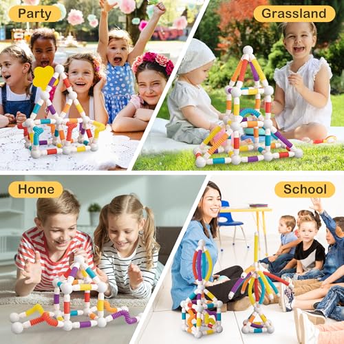 LONEEDY 48PCS Retractable Magnetic Sticks Building Toy SetFlexible Magnetic Rods  BallsEducational Building Blocks for 3Kids 48PCS - Image 5