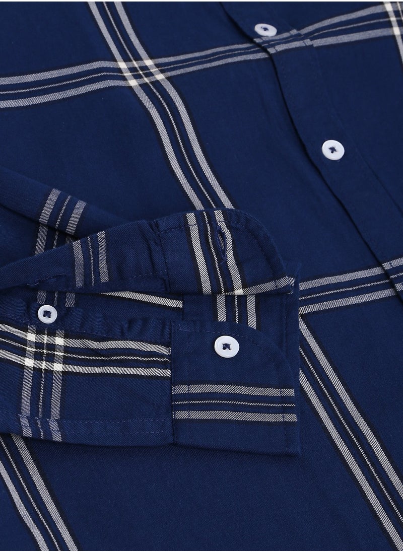 Dennis Lingo Men's Blue Slim Fit Cotton Casual Shirt  - Image 3