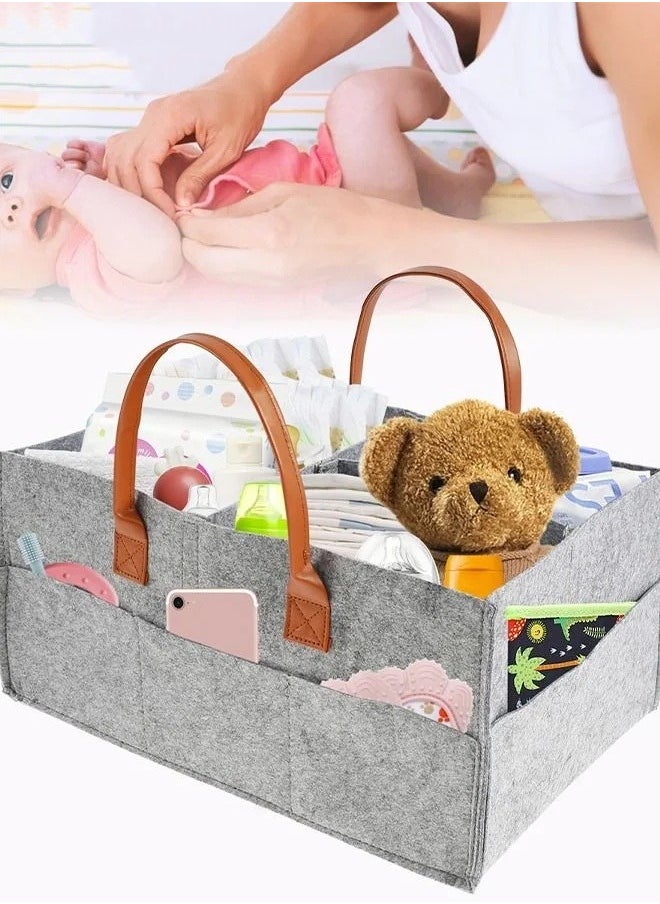 MIXDE - Baby Diaper Caddy Organizer, Portable Diapers Storage Bag with Roll Lid and Removable Dividers for Changing Table or Car, Travel-Friendly - Image 1