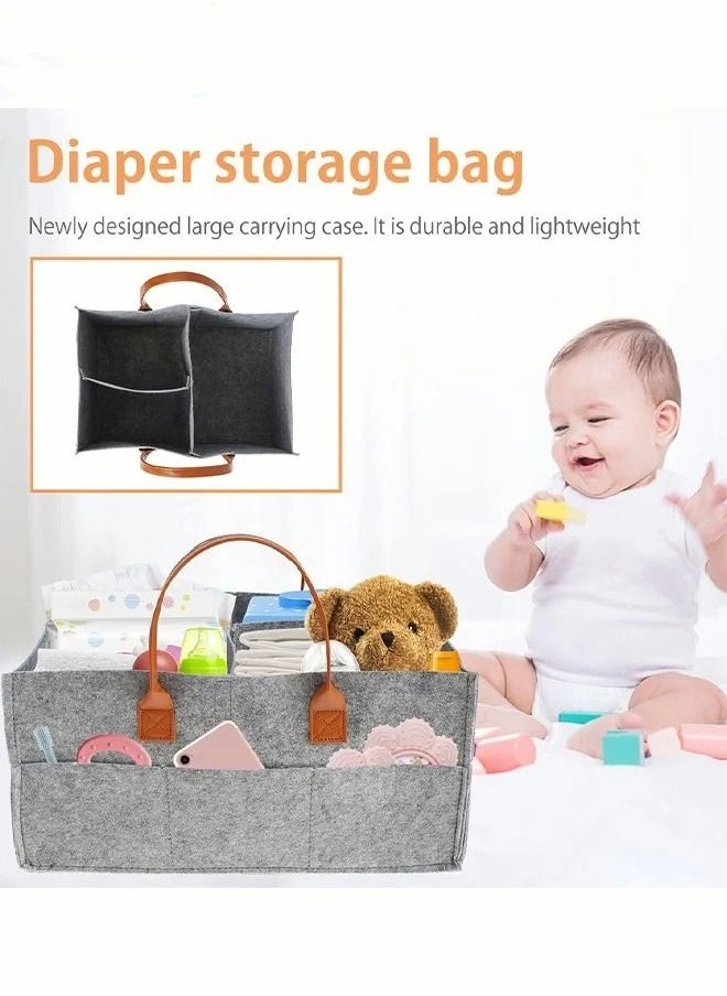 MIXDE - Baby Diaper Caddy Organizer, Portable Diapers Storage Bag with Roll Lid and Removable Dividers for Changing Table or Car, Travel-Friendly - Image 1
