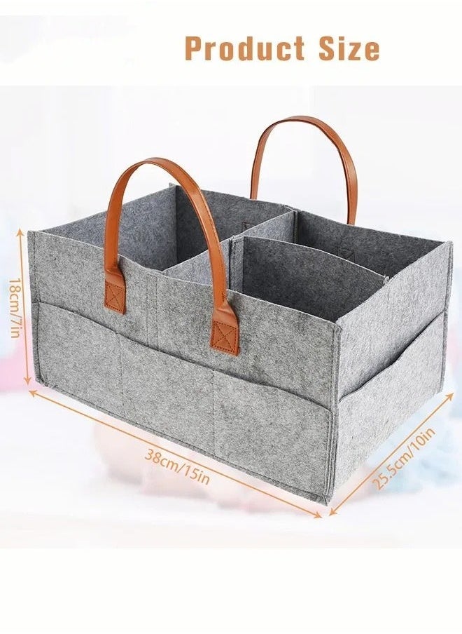 MIXDE - Baby Diaper Caddy Organizer, Portable Diapers Storage Bag with Roll Lid and Removable Dividers for Changing Table or Car, Travel-Friendly - Image 1