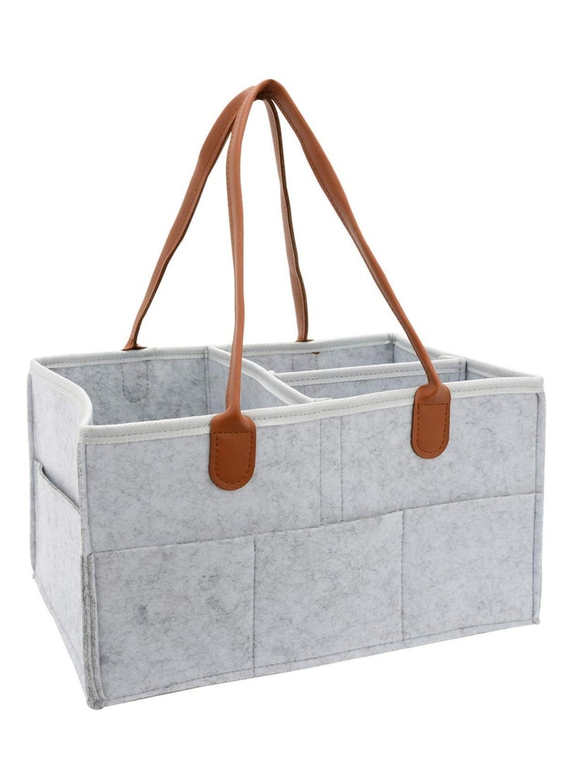 MIXDE - Baby Diaper Caddy Organizer, Portable Diapers Storage Bag with Roll Lid and Removable Dividers for Changing Table or Car, Travel-Friendly - Image 1