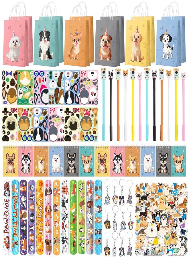 Coosilion 122 Pcs Dog Party Favors, Dog Themed Birthday Party Decorations, Cute Dog Pinata Goodie Bags Stuffers Make Your Own Stickers Keychain Wristbands Mini Notebooks for Kids Adopt a Puppy Party Favor - Image 1