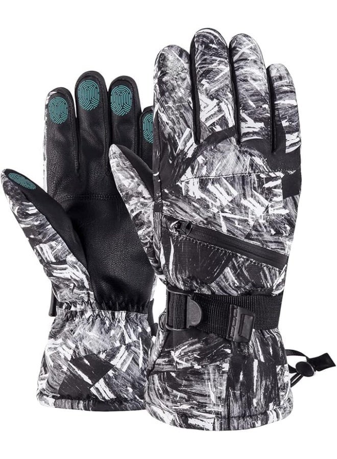 قفازات التزلج، قفازات الثلج مقاومة للماء، -30 ℉  قفازات الشتاء للطقس البارد، قفازات التزلج دافئة، جميع تصميم إصبع شاشة اللمس، للعمل في الهواء الطلق، دراجة نارية، ركوب الدراجات، التزلج، L - Image 1