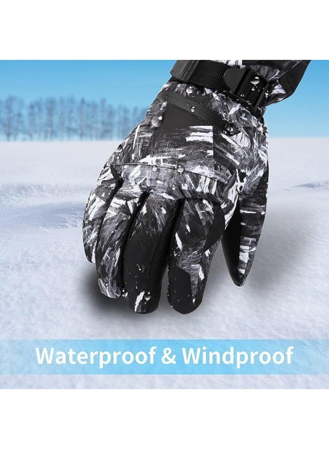 قفازات التزلج، قفازات الثلج مقاومة للماء، -30 ℉  قفازات الشتاء للطقس البارد، قفازات التزلج دافئة، جميع تصميم إصبع شاشة اللمس، للعمل في الهواء الطلق، دراجة نارية، ركوب الدراجات، التزلج، L - Image 3