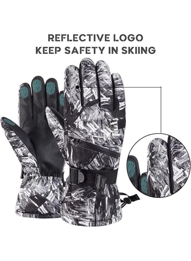 قفازات التزلج، قفازات الثلج مقاومة للماء، -30 ℉  قفازات الشتاء للطقس البارد، قفازات التزلج دافئة، جميع تصميم إصبع شاشة اللمس، للعمل في الهواء الطلق، دراجة نارية، ركوب الدراجات، التزلج، L - Image 5