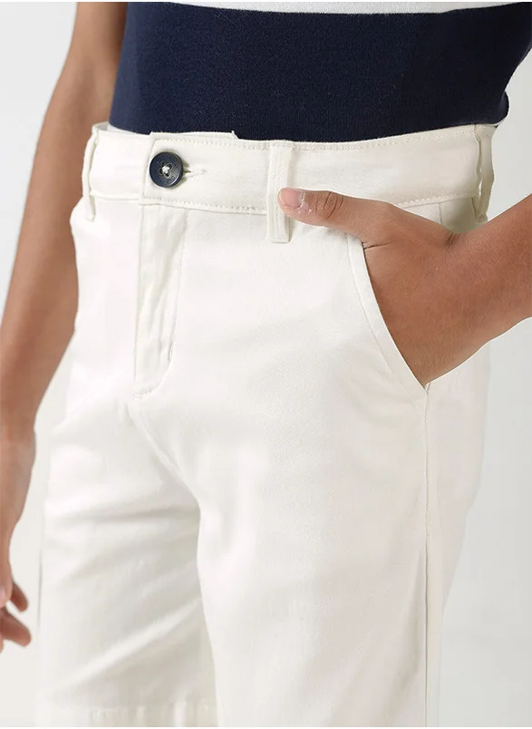 ون فرايدي One Friday Boys Off White Regular Fit Solid Shorts