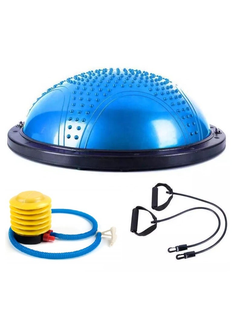 Generic 23" Yoga Balance Trainer Ball for Home Gym Workouts with Resistance Bands & Pump, Blue