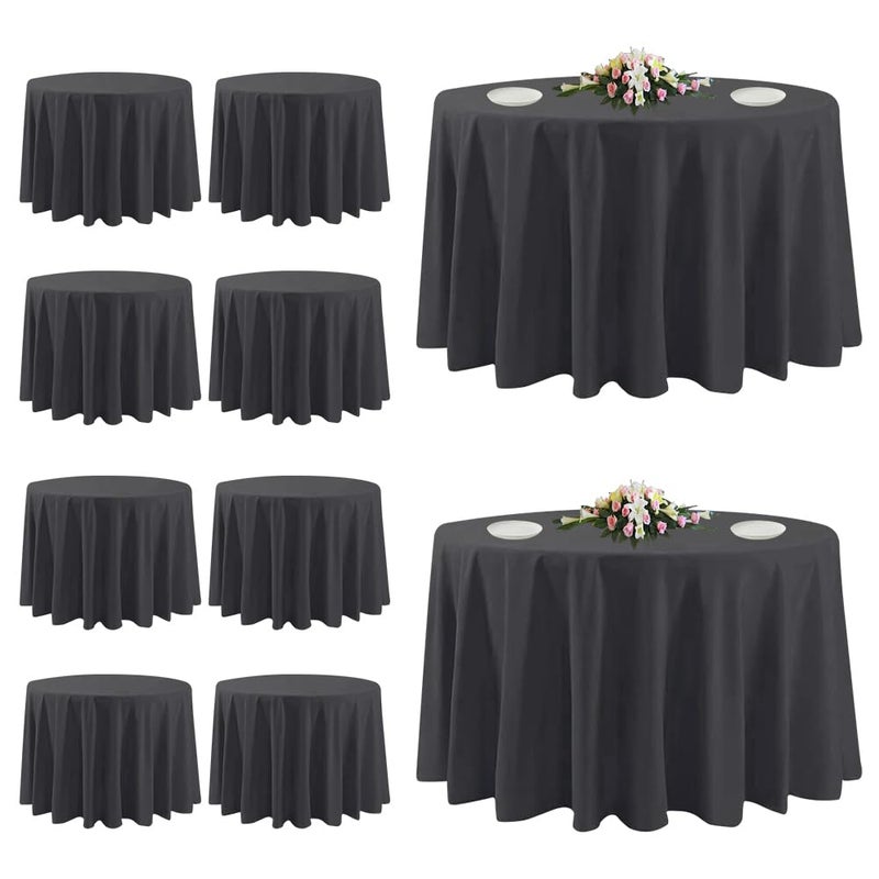 TUOTPE 10 Pack Black Round Tablecloths, 120 Inch Stain Resistant and Wrinkle Polyester Fabric Washable Table Clothes Cover for Kitchen Dining, Wedding, Reception Banquet, Birthday Party, Buffet Restaurant - Image 1