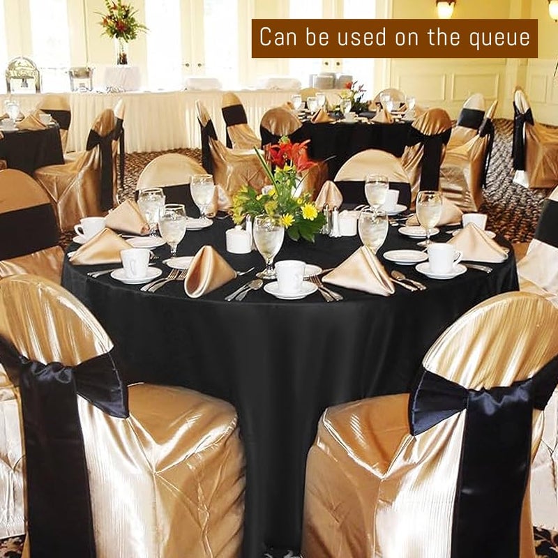 TUOTPE 10 Pack Black Round Tablecloths, 120 Inch Stain Resistant and Wrinkle Polyester Fabric Washable Table Clothes Cover for Kitchen Dining, Wedding, Reception Banquet, Birthday Party, Buffet Restaurant - Image 4