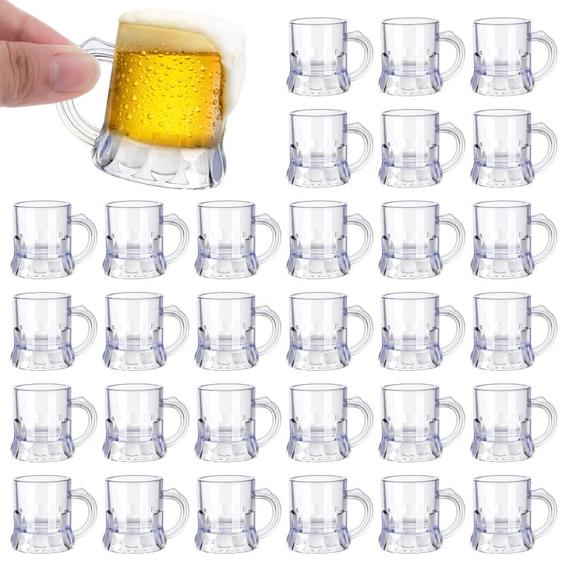 Breroa Breroa 30Piece Mini Plastic Shot Glasses  1 Ounce Mini Beerstein Mugs with Handles Clear Reusable Perfect for Beer Festival Party Barbecue Wedding