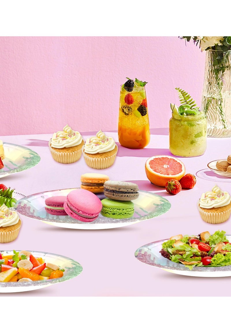 Excefore Diamond Glitter Paper Plates, 7-Inch Dessert Paper Plates, Iridescent Disposable Plates, for Girls' Kids Birthday and Baby Shower (48 PCS) - Image 5