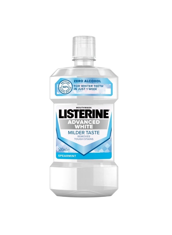 Advanced White Mouthwash With Zero Alcohol, Milder Taste, Spearmint Flavor, 500ml