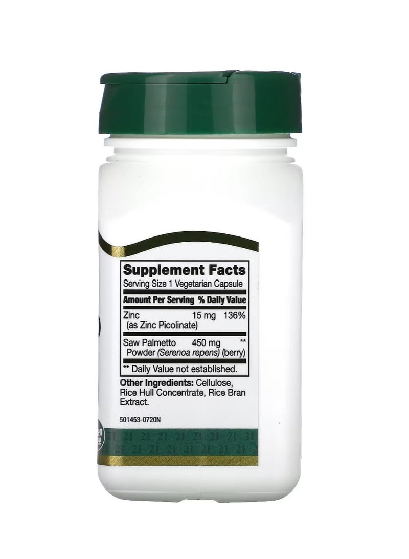 21st Century Saw Palmetto 450 mg 60 Vegetarian Capsules - Image 2